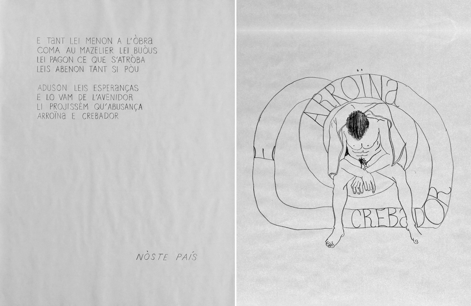 Jean Charles Couderc _ Joan Carles Codèrc _ Dessin _ Occitan _ Langue d'òc _ canson _ lo còr de la plana _ noste paìs _ anglet culture _ uei en gasconha _ mòstra _ exposition _ cirdòc _ création contemporaine _ cultura viva _ dessin contemporain